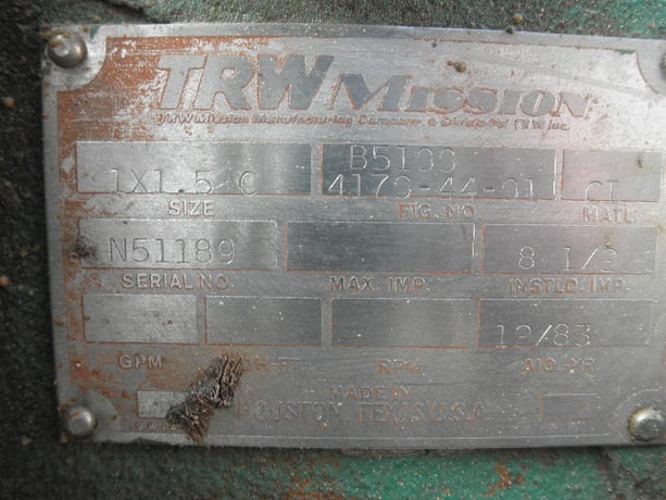 400 GPM @ 72' TDH, Mission #3x4-R11, Centrifugal Pump, Horz., 1-Stage, 8.5" imp., 4" suction, 3" discharge - Image 5