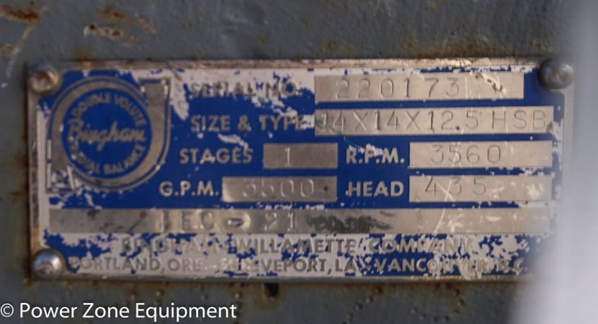 3500 GPM @ 435' TDH, Sulzer Bingham #14x14x12.5-HSB, Centrifugal Pump, Horz., 1-Stage, 14" suction, 14" - Image 5