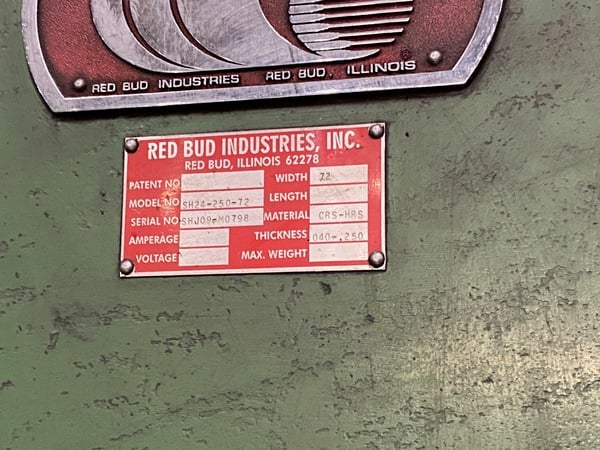 1/4" x 6' Red Bud #SH24-250-72 Shear, 0.040 - 0.250 inches Thickness Range - Image 7