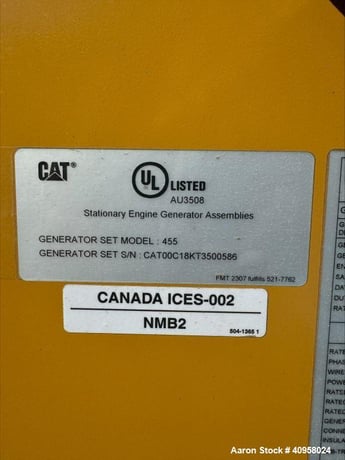 455 KW Caterpillar #455, generator, CAT Engine, model C18, Open skid unit, 480 Volts - Image 8