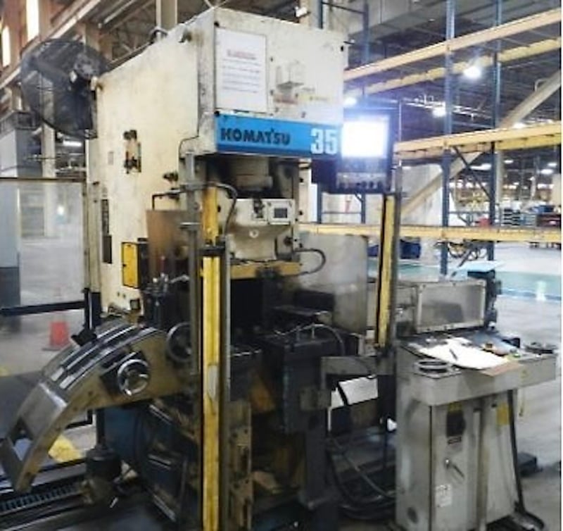 39 Ton, Komatsu #OBS-35-33, gap frame press, 3.2" stroke, 27.6X19.7" bed, 60-120 SPM, 2.2" motorized slide - Image 1