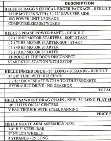 Helle End Dog Scragg Mill, Sawcab, Vertical Edger, Power Panel, 4-Strand, 20' Infeed Log Deck - Image 8