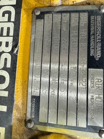 11 Ton, Ingersoll-Rand #HA1-010MA3-30-22T Herculink Hoist, power trolley, hand control, S/N HL0310695 - Image 6