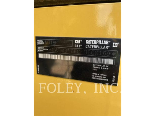 Caterpillar M316F, Wheel Excavator, 361 hours, S/N: FB600169, 2017 - Image 6