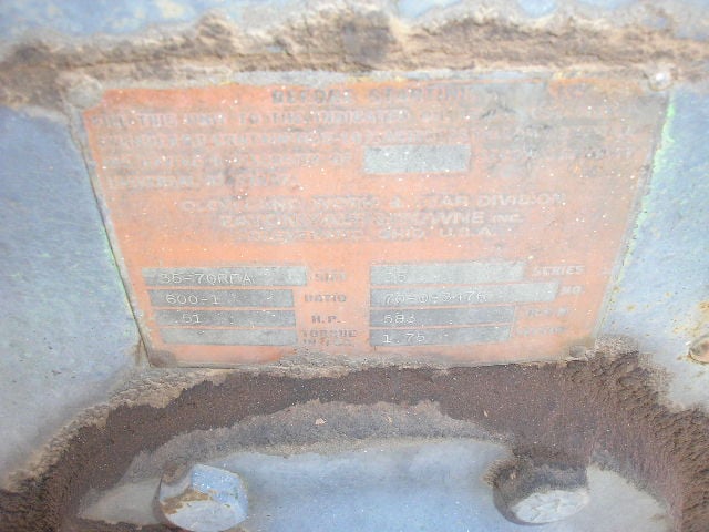 51 HP @ 583/1 RPM, Cleveland #25-70RFA, Worm Gearbox, 600:1 Ratio, 1.75 service factor - Image 2