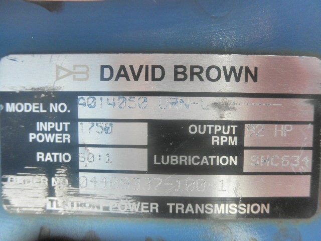 92 HP @ 1750/35 RPM, David Brown #A04050-URN-L, Worm Gear Reducer Gearbox, 50:1 Ratio - Image 3
