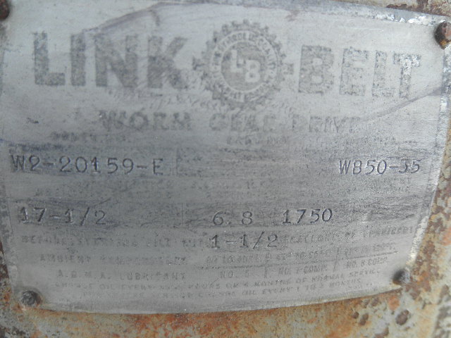 7 HP @ 1750/100 RPM, Link-Belt #WB50-35, Worm Gearbox, 17.5:1 Ratio - Image 5
