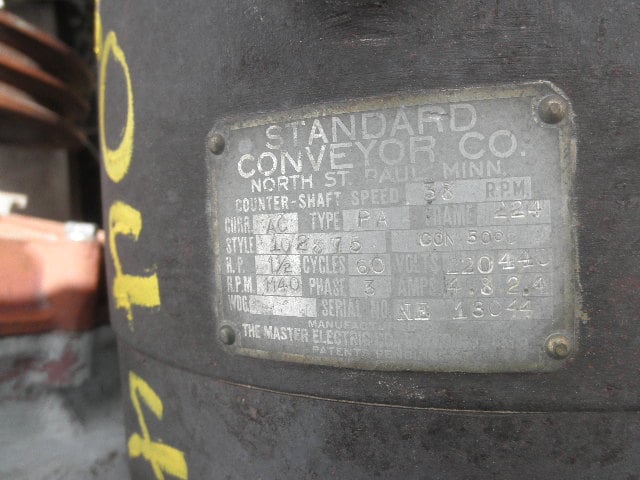 1.5 HP @ 1140/38 RPM, Standard Conveyor #102x75, Worm Gearbox, Frame 224, 30:1 Ratio, 3 phase, 4.8/2.4 Amps - Image 4