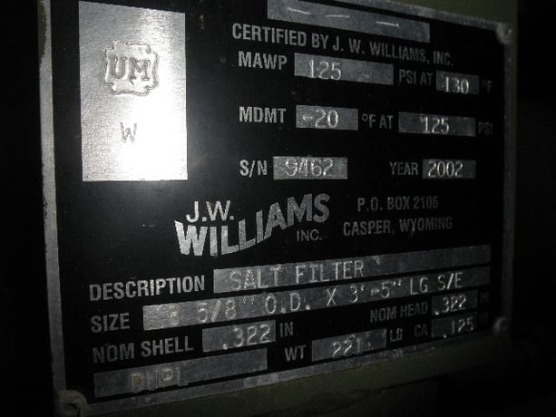 J.width Williams, Horizontal Test Separator, 30" outside dimension x 10', 1200 psi @ 200 F, 1.125" shell & - Image 6