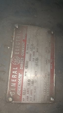 100 HP 1750 RPM General Electric, Frame 445AY, Stab Shunt, 500VA, 240VF(2 available) - Image 1