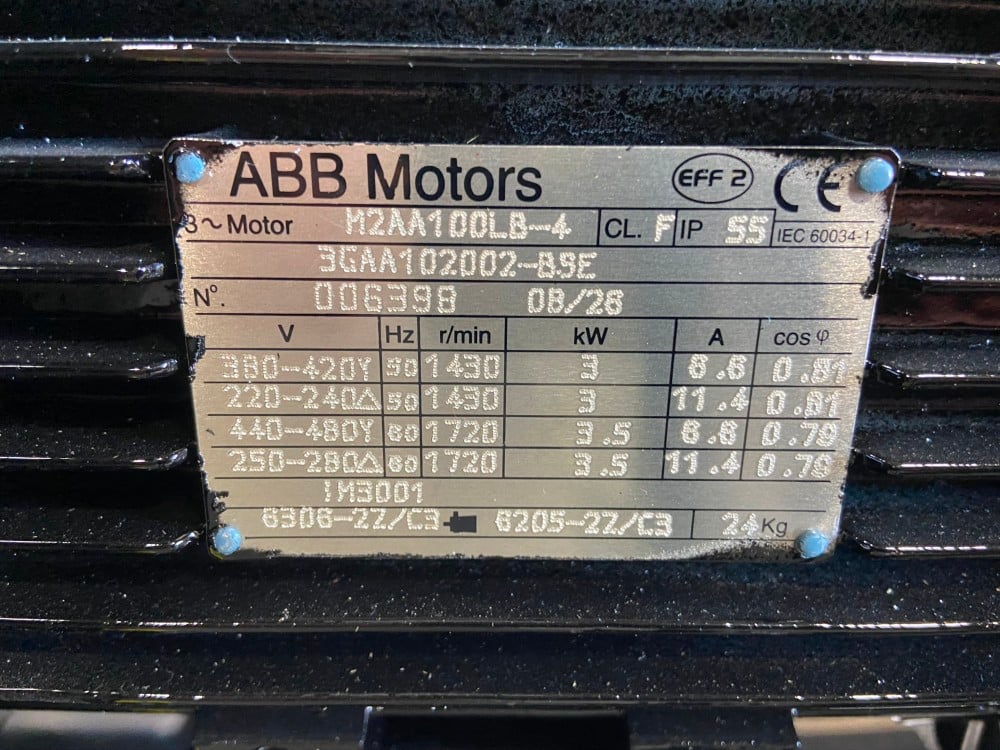 409 HP 1736/4000 RPM ABB, Frame 250L.5, Asynchronous Motor, 460 Volts, new surplus - Image 5