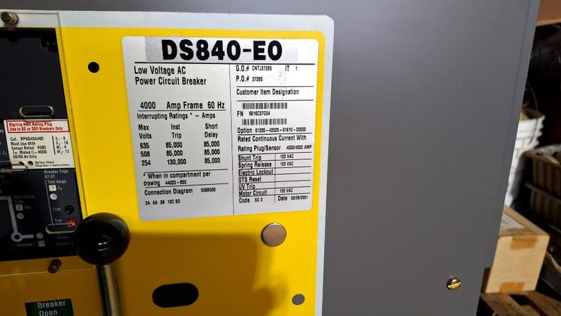 4000 Amps, Square D, DS840-EO, low voltage AC power circuit breaker, unused, new old stock - Image 9