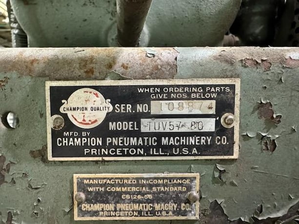 Champion #TUV57-80, Air Compressor, SN 108874, TUV57-80 - Image 4