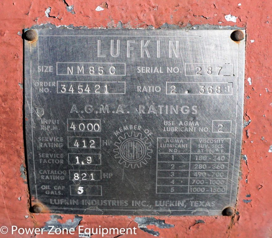 412 HP @ 4000 RPM, Lufkin #NM85C, Parallel Shaft Gearbox, 1689 RPM output, 2.36 :1 Ratio, 1.9 service factor - Image 5
