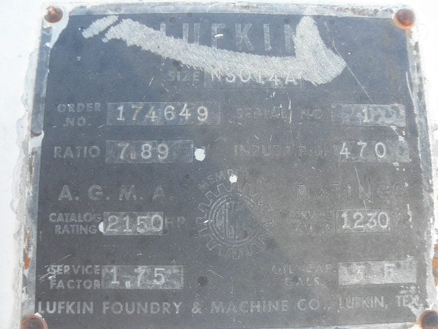 1230 HP @ 470 RPM, Lufkin #N3014A, Parallel Shaft Gearbox, 3708 RPM output, 7.89:1 Ratio, 1.75 service factor - Image 7