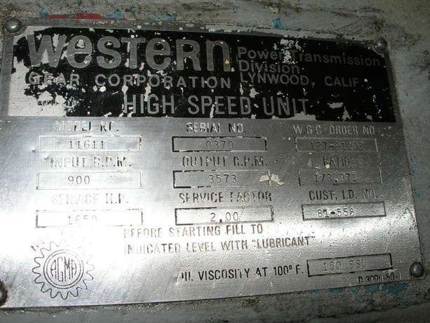 3300 HP @ 900 RPM, Western #11611, Parallel Shaft Gearbox, 3573 RPM output, 3.97 :1 Ratio, 2.0 service factor - Image 3