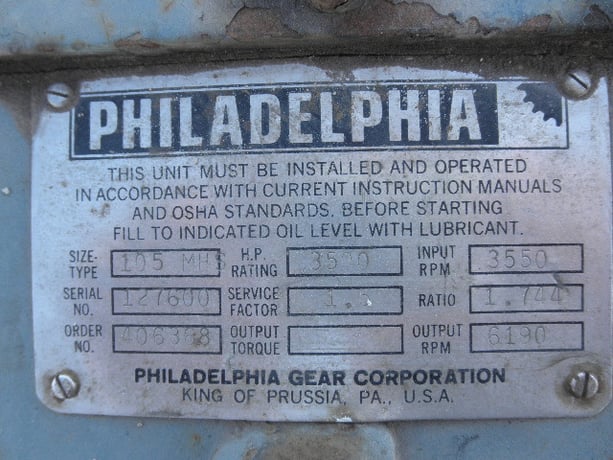 3500 HP @ 3550 RPM, Philadelphia #105-MHS, Parallel Shaft Gearbox, 6190 RPM output, 1.74 Ratio, 1.5 service - Image 6