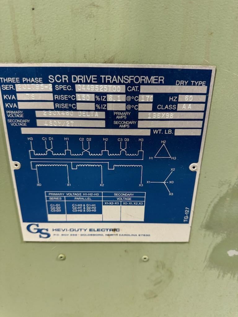 78 KVA 230X460 Delta Primary, 480Y/27 Secondary, General Signal, S/N 201795-2 - Image 4