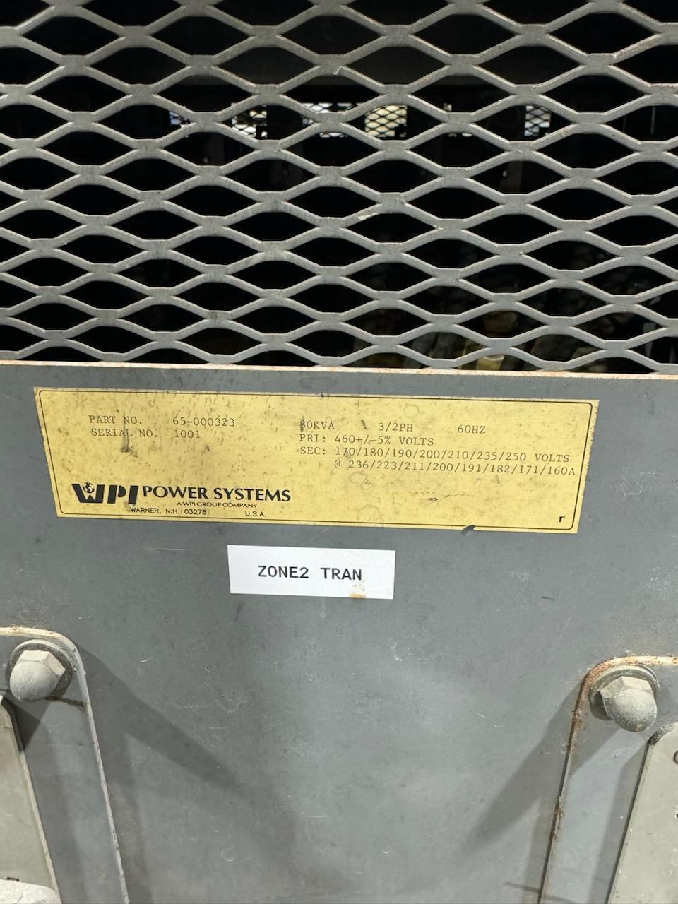 80 KVA 460 Primary, 250 Secondary, weather protected enclosure type 1 Power Systems #65-000323, S/N 1001 - Image 3