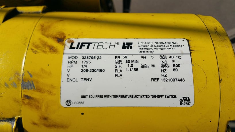 1 Ton, Budgit #BEH0132, hoist w/ motorized trolley, 10' lift, 6' pendant drop, 2000 - Image 5