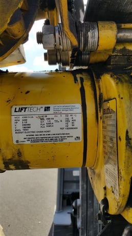 1 Ton, Budgit #BEH0132, hoist w/ motorized trolley, 10' lift, 6' pendant drop, 2000 - Image 6