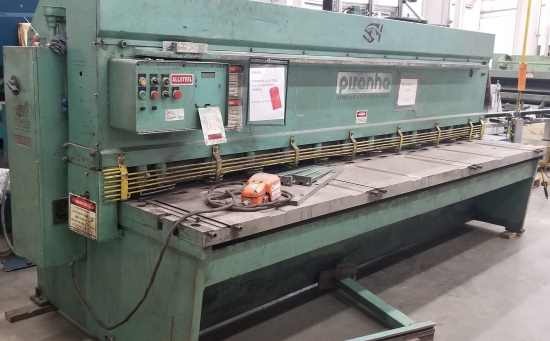 1/4" x 12' Piranha #Allsteel-1/4-12, squaring shear, 1" x3" knife size, 36" Back Gauge, 13 holddowns, 2001 - Image 1