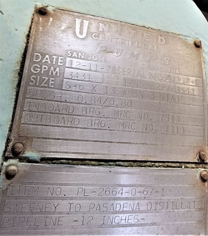 3431 GPM @ 1746' TDH, United #S-6x13-WMSN, Centrifugal Pump, Horz., 3-Stage, 12" imp., 8" suction, 6" - Image 9