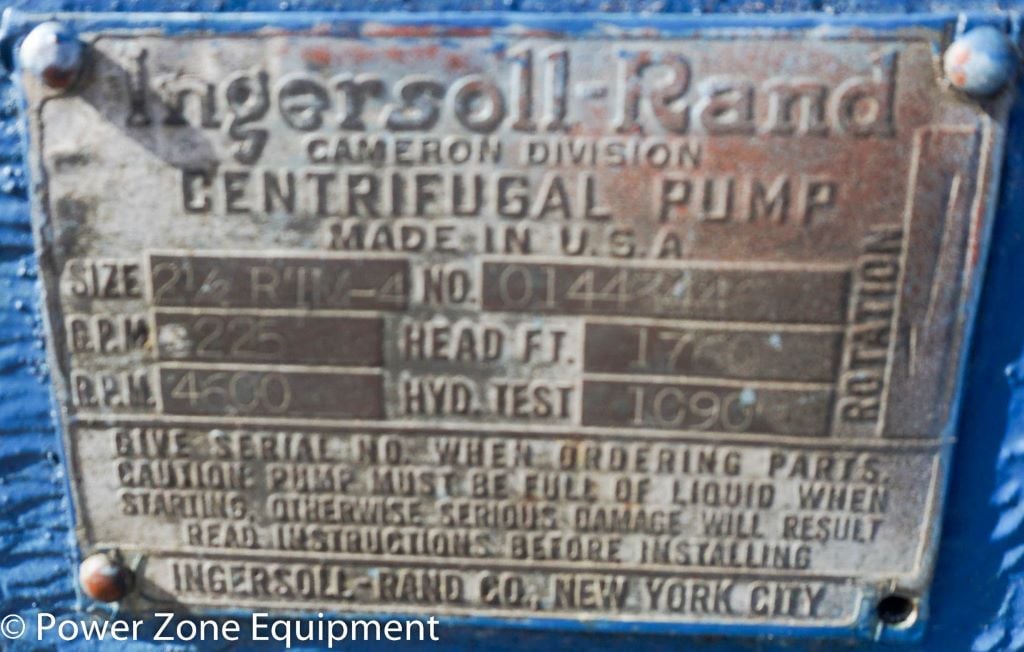 225 GPM @ 1760' TDH, Ingersoll-Rand #2-1/2-RTM-4, Centrifugal Pump, Horz., BB3, 4-Stage, 4" suction, 2.5" - Image 8