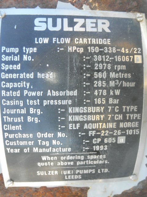 1255 GPM @ 1837' TDH, Sulzer Bingham #HPcp-150-338-4s/22, Centrifugal Barrel Pump, Horz., BB5, Multi-Stage - Image 9