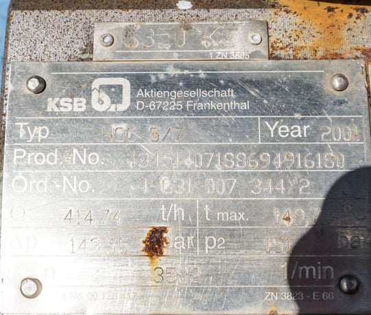 1992 GPM @ 4810 ' TDH, KSB #HGC-5/7, Centrifugal Pump, Horz., 7-Stage, 8" suction, 6" discharge, 3582 RPM - Image 8
