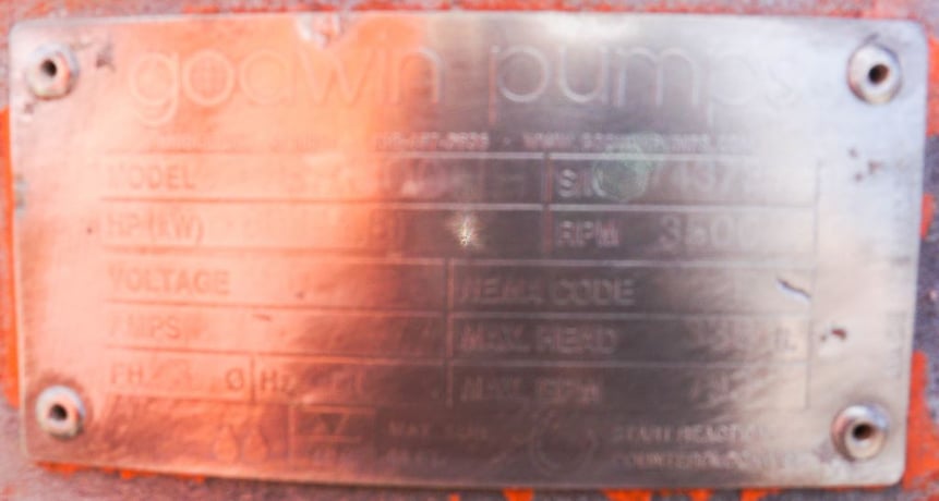 500 GPM @ 230' TDH, Godwin Pumps #GSP600HH, Sub-Prime Pump, 60 HP, 3500 RPM, 460 V - Image 3