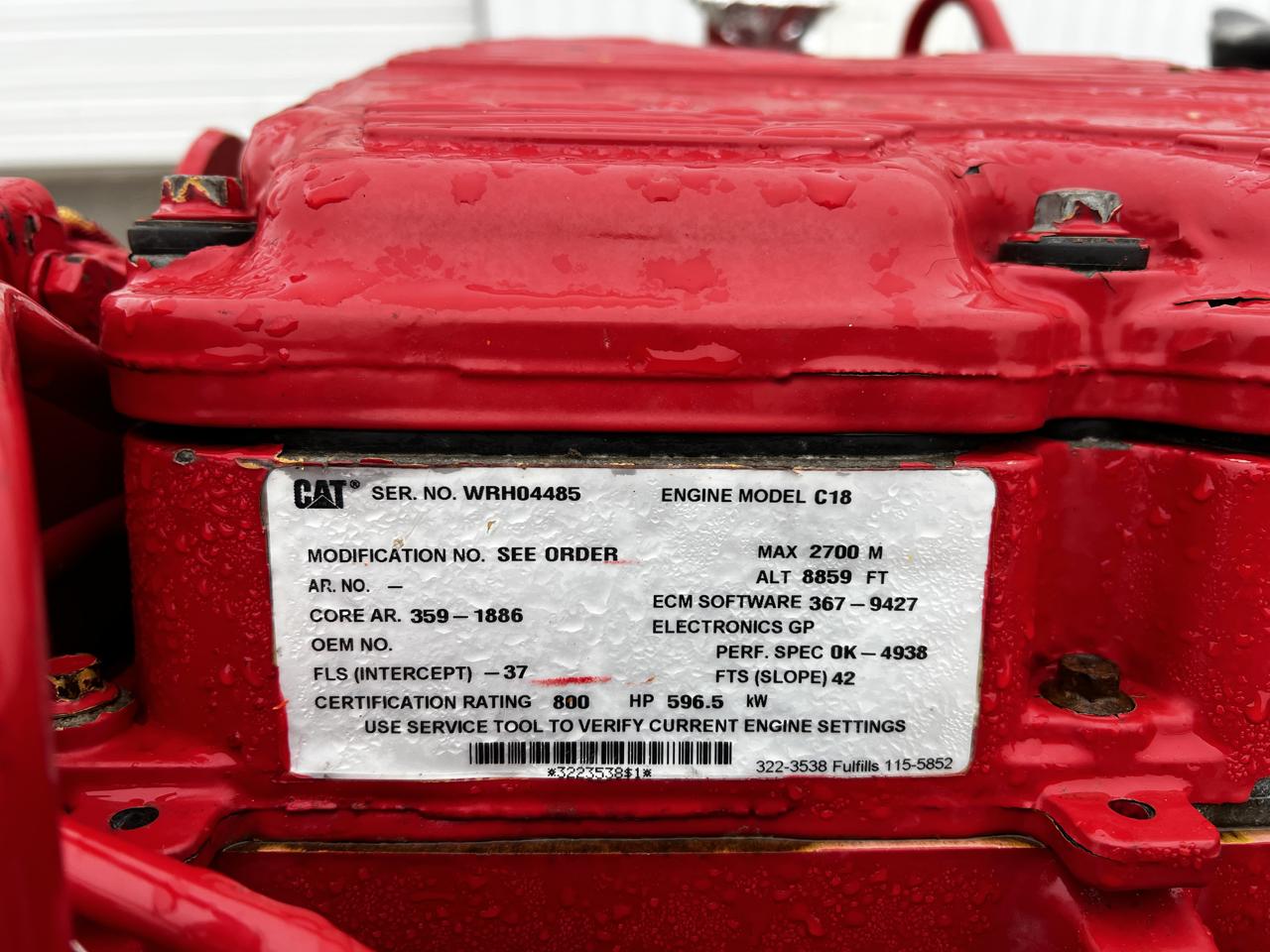 800 HP Caterpillar #C18, industrial engine, 2100 RPM, 3497 hours, EPA Tier 3, sound attenuated enclosure 1 - Image 10