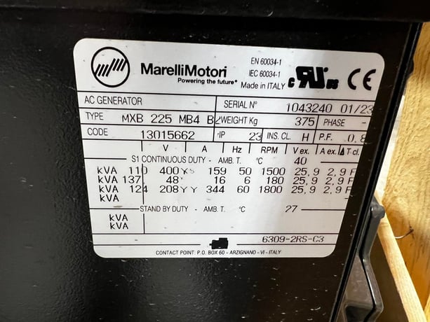 100 KW, Marelli Motori #MXB225MB4, Generator Head, sound attenuated enclosure 3, 1 & 3 phase, 12-wire - Image 9
