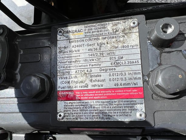 30 KW Generac #0059261, diesel generator set, 120/240 Volts, 1-phase, 154 hours, 49 HP @ 1800 RPM - Image 10