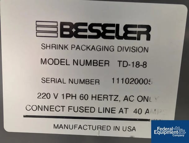 Beseler #TD-18-8, Heat Tunnel, 220 volt, serial# 111020005 - Image 2