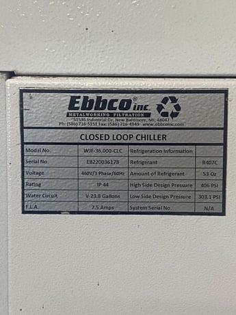 Flow #Mach-500-4020-XD, CNC waterjet, Hyperjet 50 HP, air dryer, EBBCO chiller, low hours, 2022 - Image 10