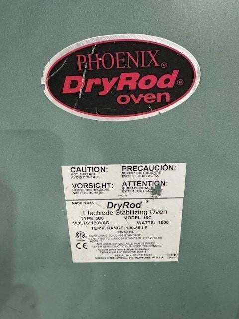 Dry rod electrode stabilizing oven, Phoenix #16C, type 300, 1000 watts, 100-550°F, 120 VAC, 50/60 Hz - Image 3