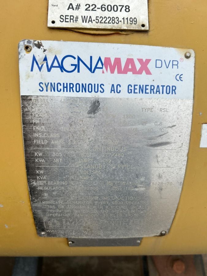 305 KW, 1800 RPM, Marathon #433RSL4019, Generator End, 3 phase, 381 kVA, 277/480 V - Image 2