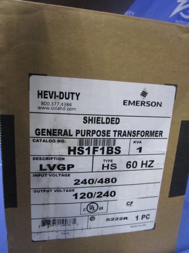 1 KVA 240/480 Primary, 120/240 Secondary, Emerson Hevi-Duty general purpose transformer HS1F1BS, NIB - Image 10