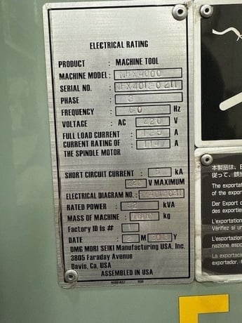 Mori Seiki #NHX-4000, horizontal machining center, Mitsubishi M730BM Control, 22" X, 22" Y, 26" Z, 12000 RPM - Image 2