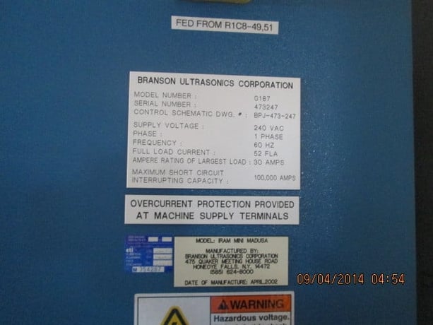 Branson #0187-IRAM-MINI-MEDUSA, plastic welding system, chiller, Control, spares, 2002 - Image 9