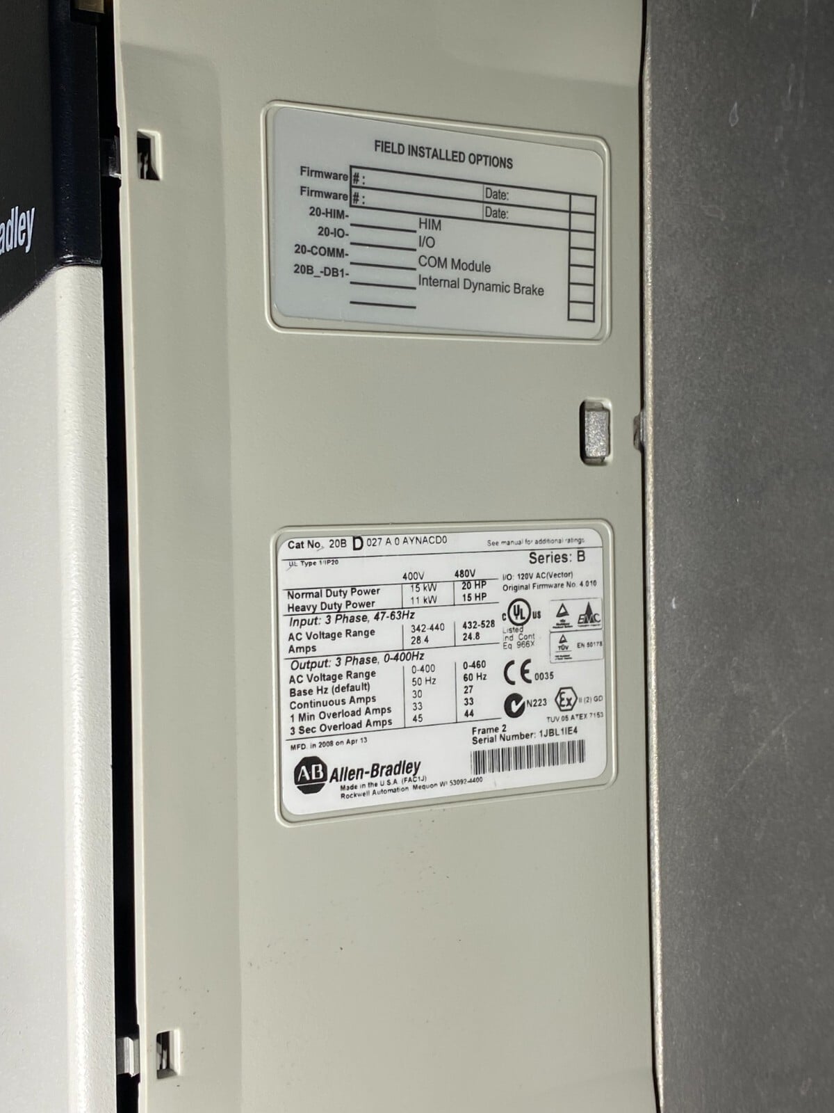 Allen-Bradley, PowerFlex700, Control Panel, 20 HP, 480V, 3PH 45A Breaker - Image 7