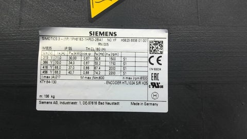 45.59 HP 1750 RPM Siemens Simotics, IP55, 34 KW AC motor, 366 Volts - Image 2