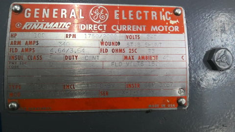 100 HP 1750 RPM General Electric 5CD194VA014A004, Frame CD368AT, 240 VA - Image 5