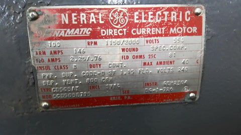 100 HP 1150 RPM General Electric, Frame CD50SAY, SVFG, 550 VA - Image 4