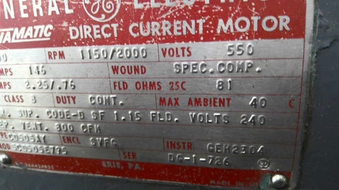 100 HP 1150 RPM General Electric, Frame CD50SAY, SVFG, 550 VA - Image 5