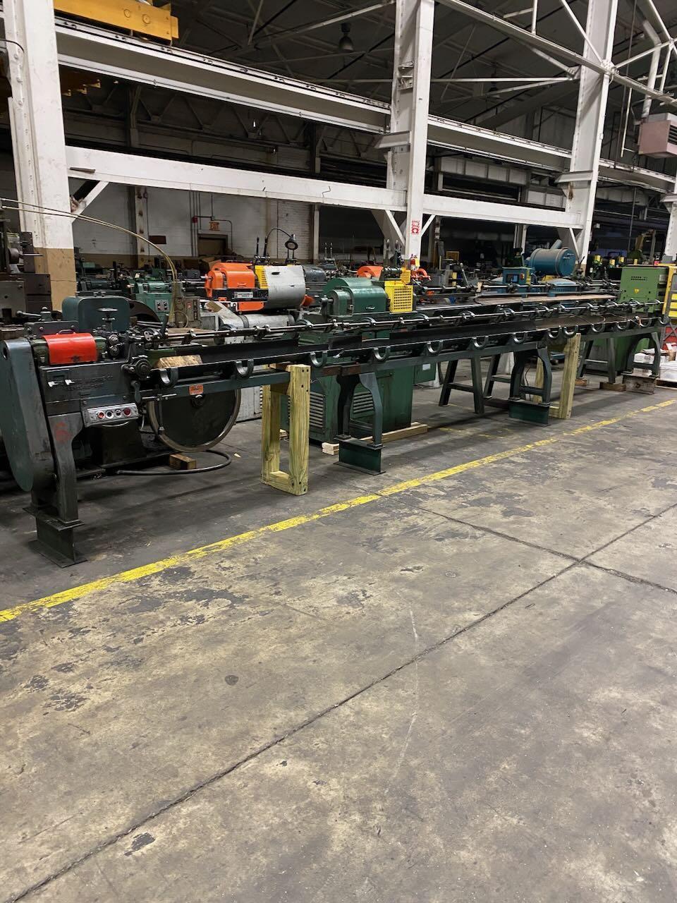 1/8" Lewis #1CG, wire straighten & cut-off machine, 22' runout rack, 2 exit rolls, 35-150 FPM - Image 1