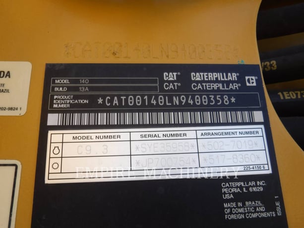 Caterpillar 14013, Motor Grader, 3982 hours, S/N: N9400358, 2020 - Image 6