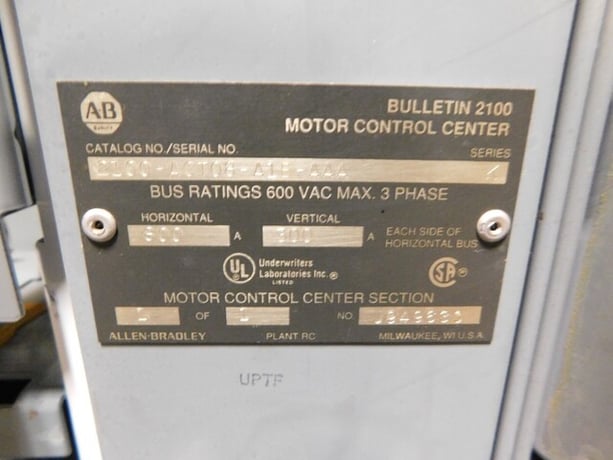 Allen-Bradley, 2100-ACT, motor control center MCC section, 800/300A, 600 Volts - Image 9