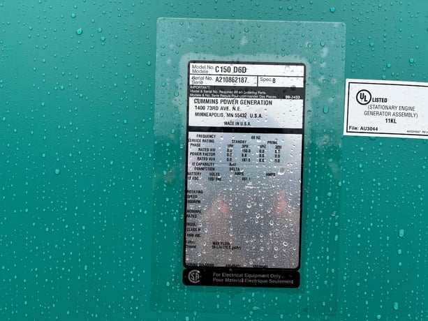150 KW Cummins #C150D6D, standby, Tier 3, sound attenuated enclosure, 120/240/208/277/480 Volts, 3 hours - Image 8